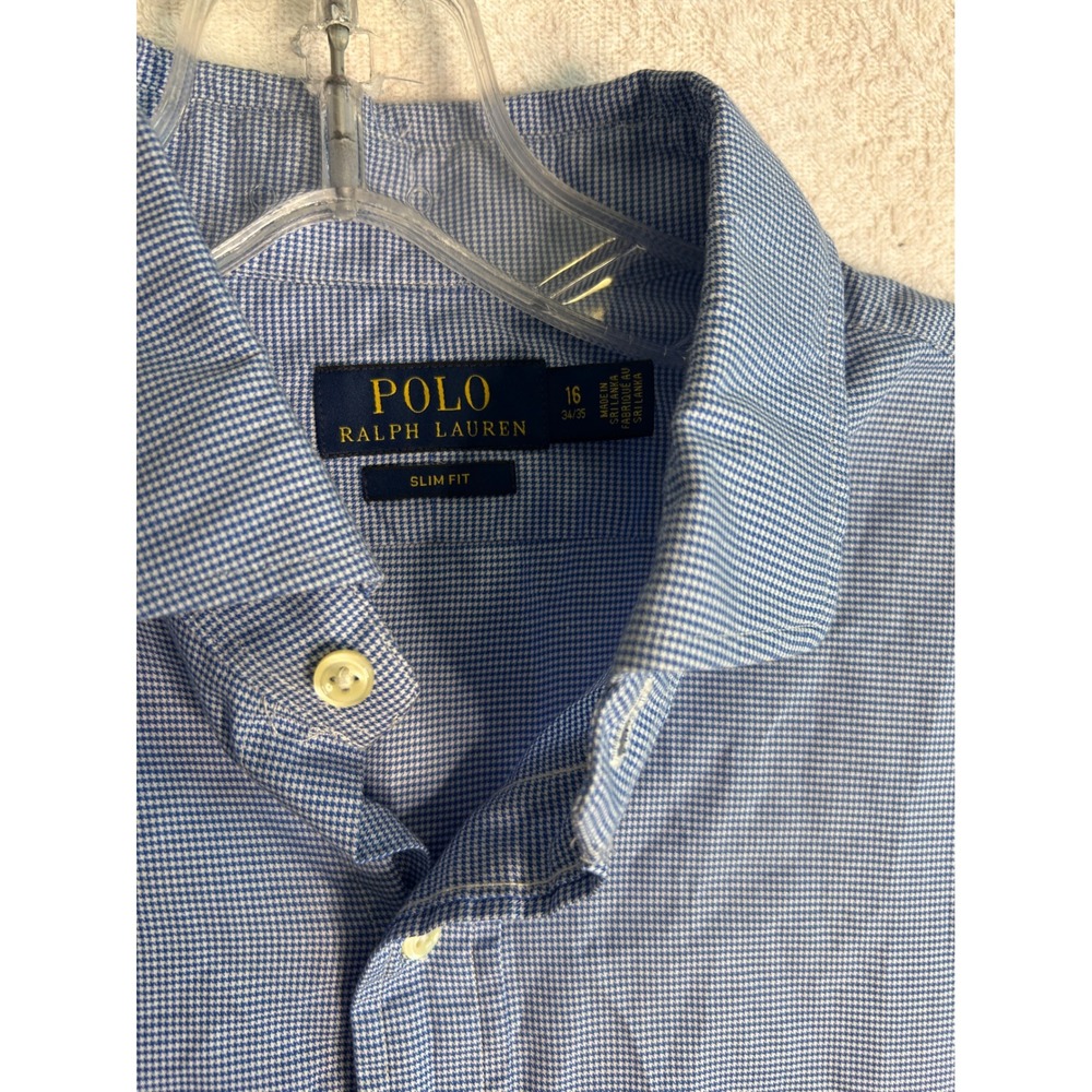 Bundle  2 Polo Ralph Lauren Slim Fit Dress Shirts Mens 16 34/35 Purple Blue - Picture 8 of 11